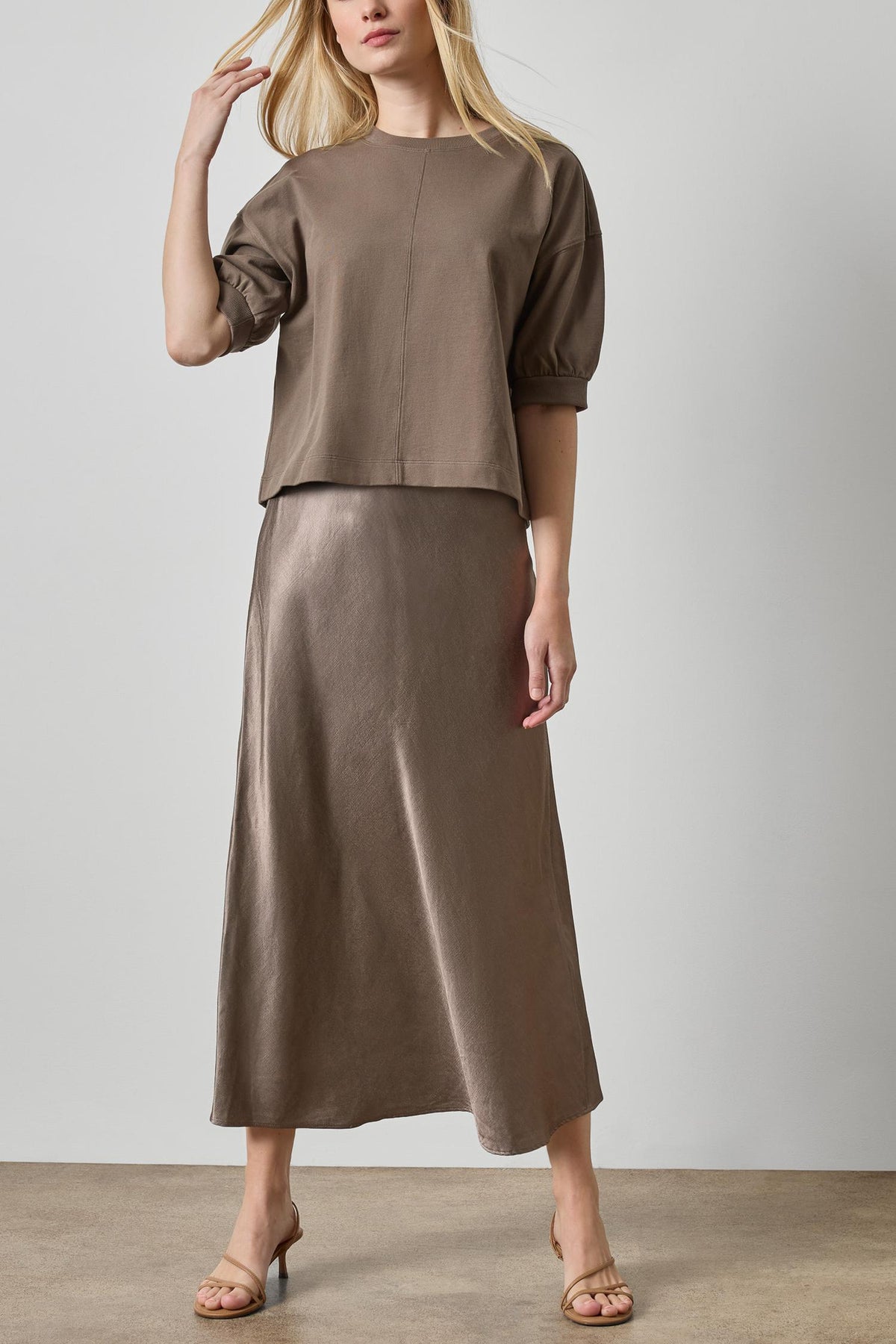 Slub Woven Bias Skirt Womens Skirt Shiitake A3