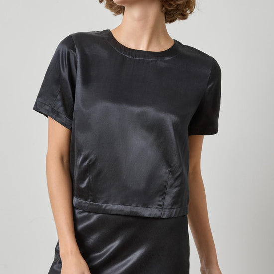 Slub Woven Darted Top Womens Top Black A1