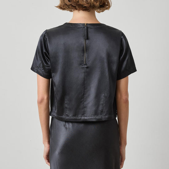 Slub Woven Darted Top Womens Top Black A2