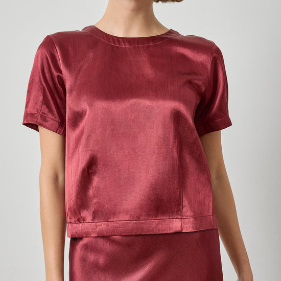 Slub Woven Darted Top Womens Top Cabernet A1