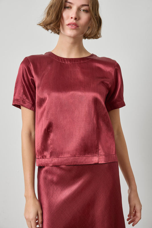 Slub Woven Darted Top Womens Top Cabernet A1
