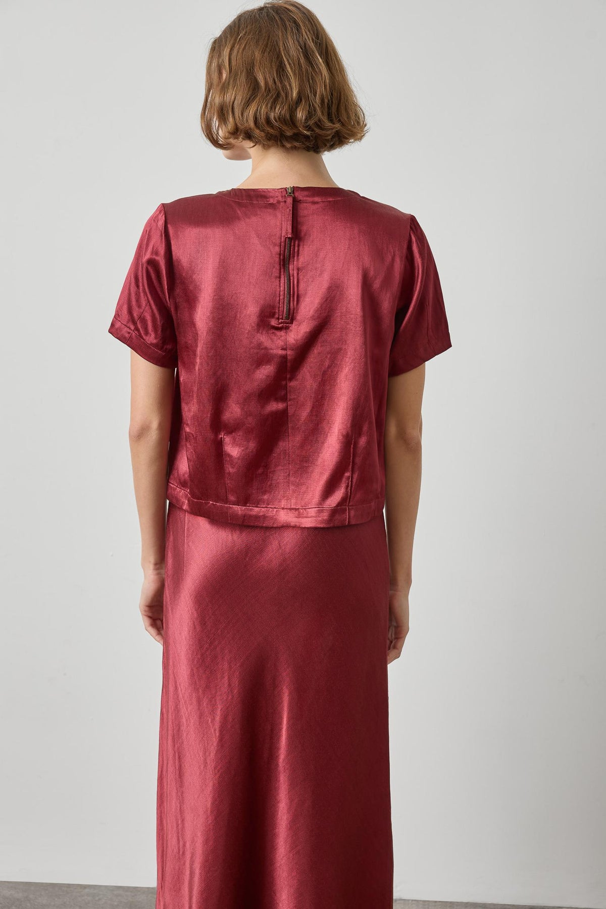 Slub Woven Darted Top Womens Top Cabernet A2