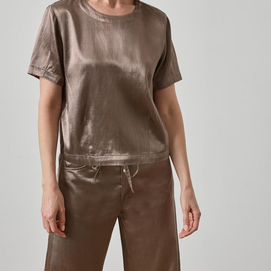 Slub Woven Darted Top Womens Top Shiitake A1
