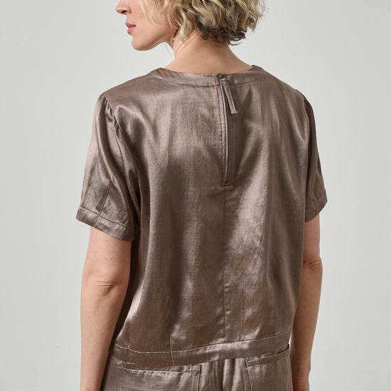 Slub Woven Darted Top Womens Top Shiitake A2