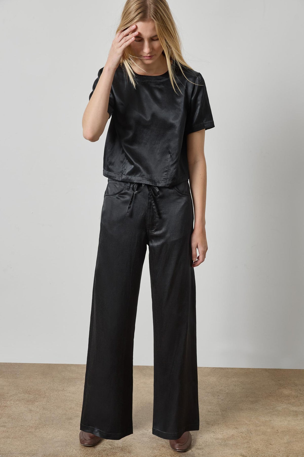 Slub Woven Pant Womens Pant Black A3