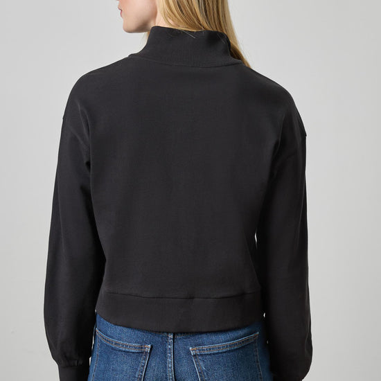 Mock Neck Cardigan Womens Top Black A2