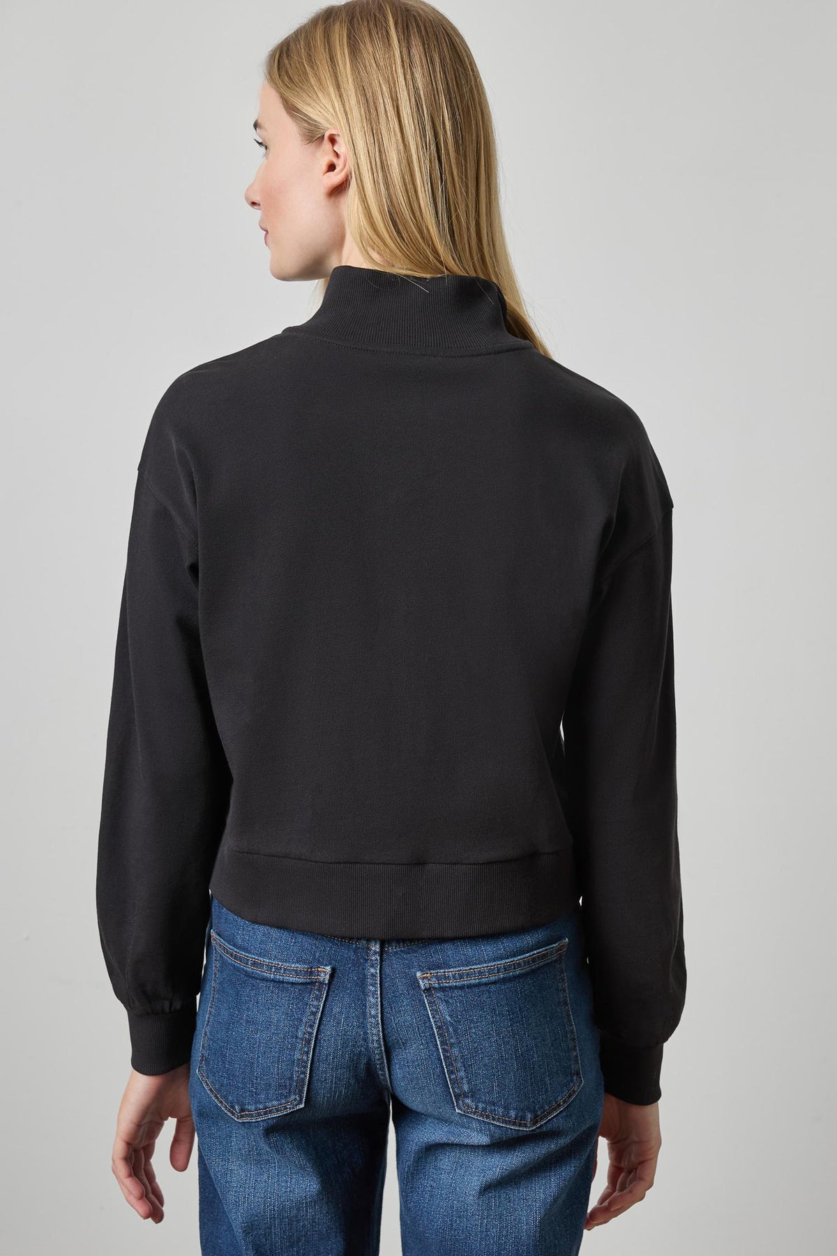 Mock Neck Cardigan Womens Top Black A2