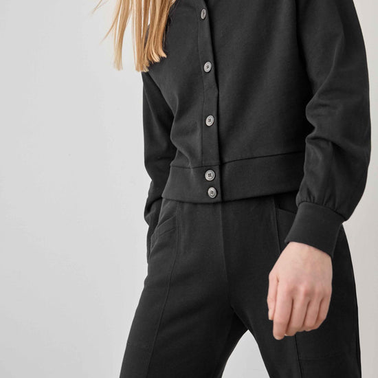 Mock Neck Cardigan Womens Top Black C1