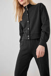Mock Neck Cardigan Womens Top Black C1