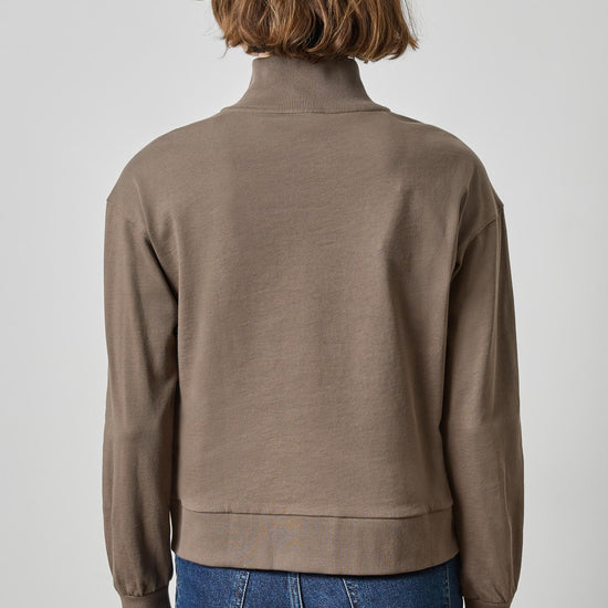 Mock Neck Cardigan Womens Top Shiitake A2