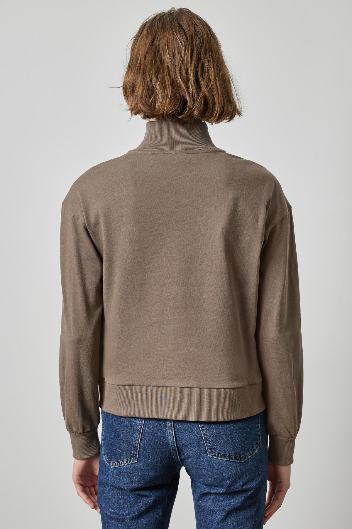 Mock Neck Cardigan Womens Top Shiitake A2