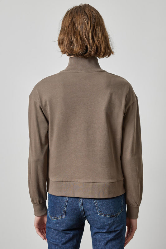 Mock Neck Cardigan Womens Top Shiitake A2