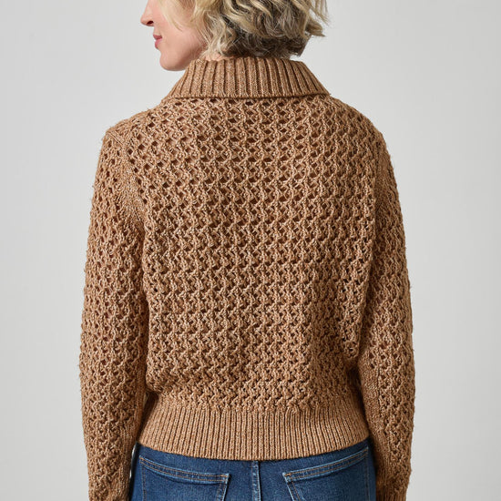 Textured Polo Sweater Womens Sweater Hazelnut A2