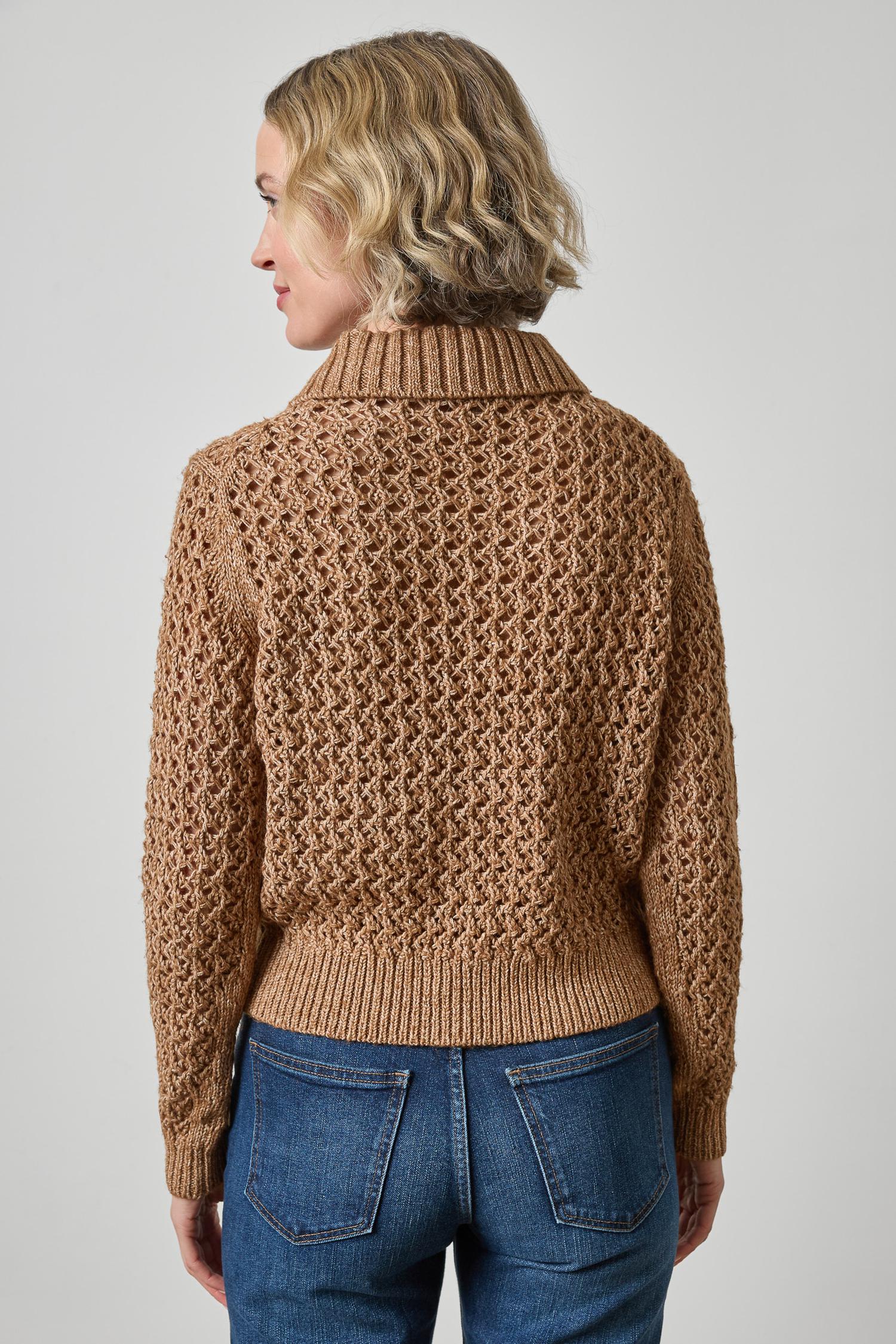 Textured Polo Sweater Womens Sweater Hazelnut A2