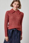 Textured Polo Sweater Womens Sweater Oxblood A1