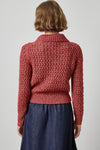 Textured Polo Sweater Womens Sweater Oxblood A2