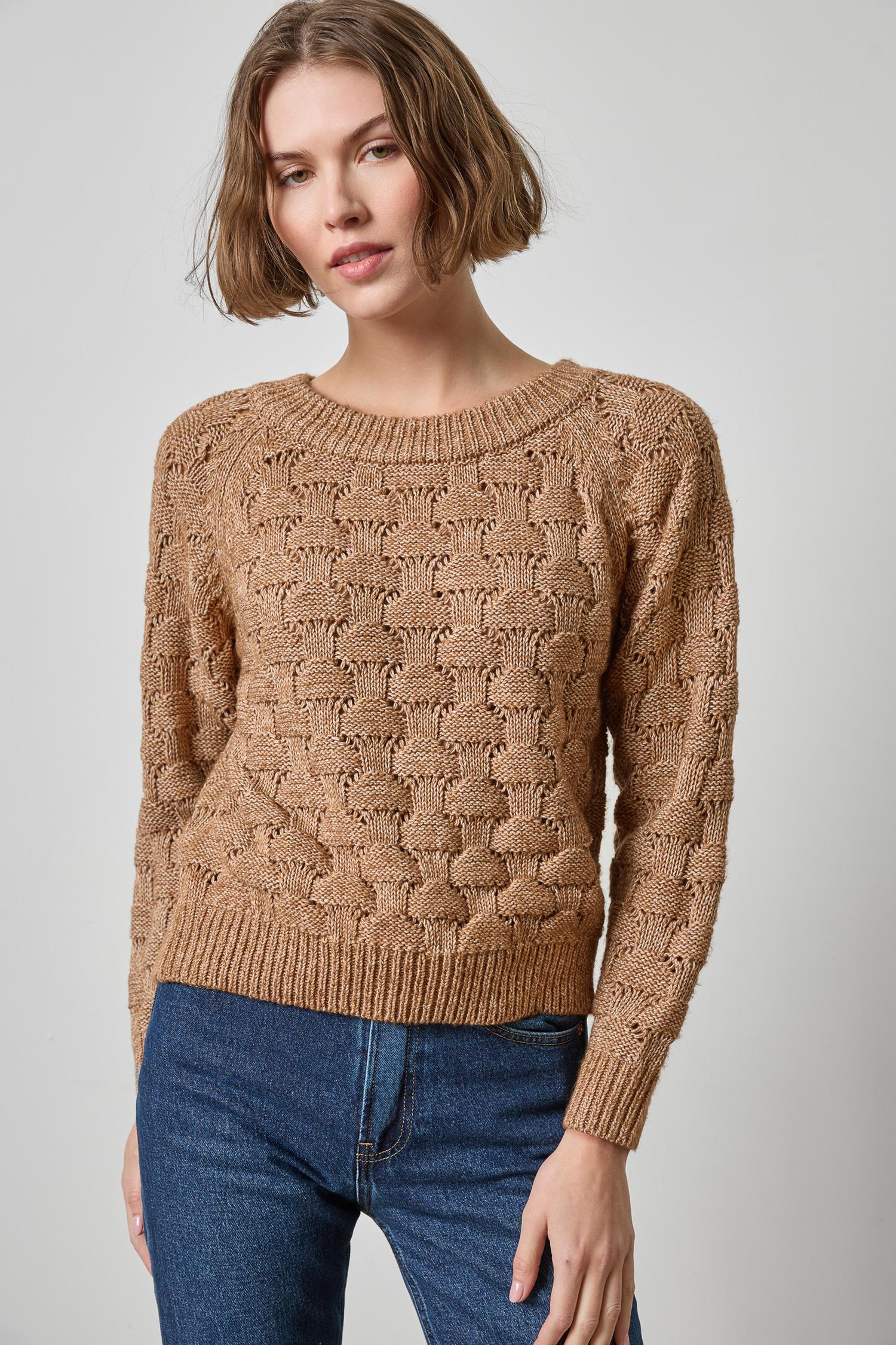 Long Sleeve Ballet Neck Sweater Womens Sweater Hazelnut A1