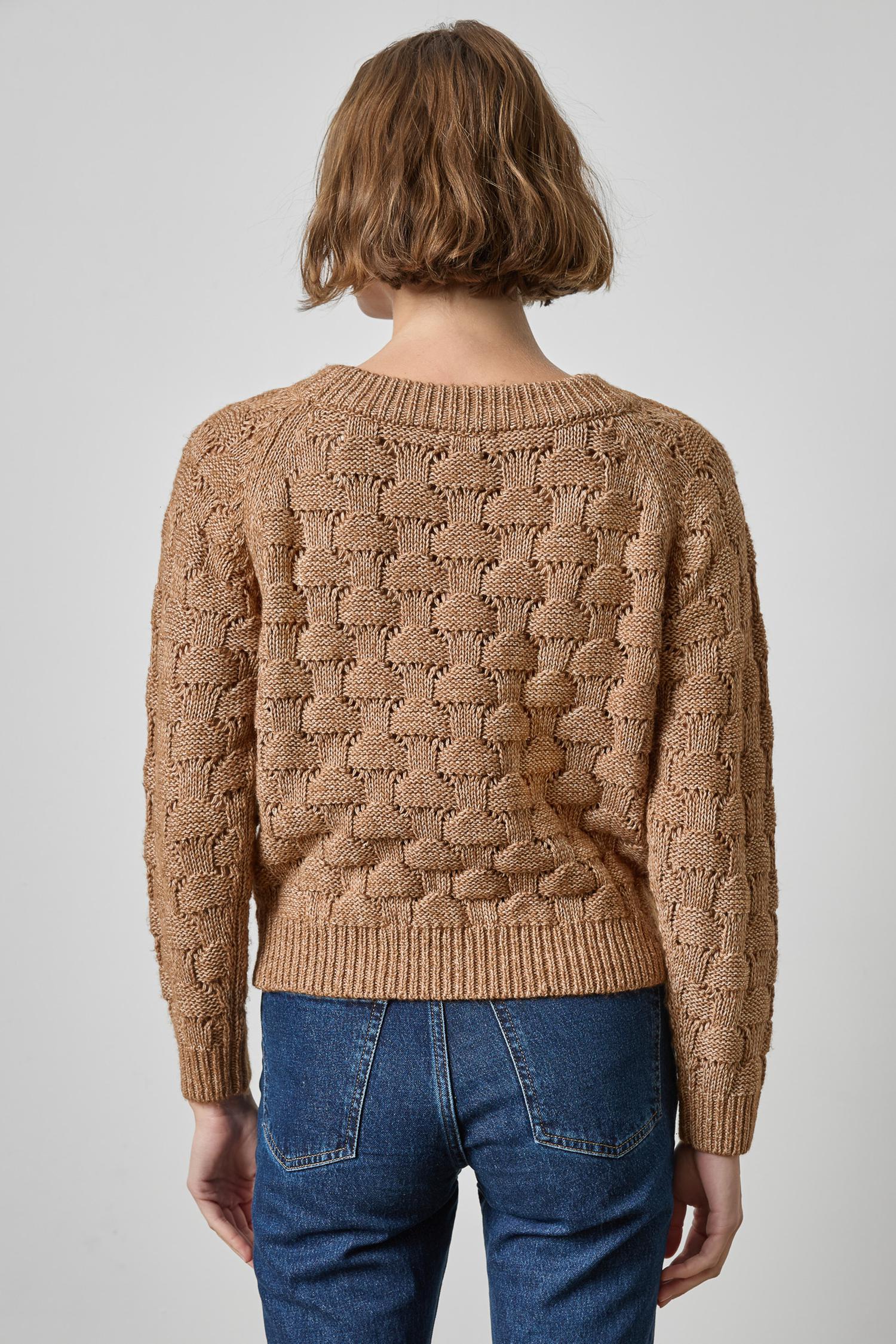 Long Sleeve Ballet Neck Sweater Womens Sweater Hazelnut A2