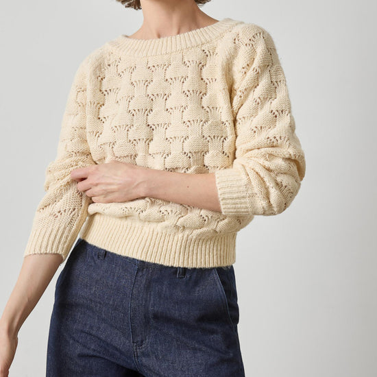 Long Sleeve Ballet Neck Sweater Womens Sweater Winter White A1