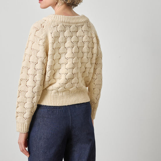Long Sleeve Ballet Neck Sweater Womens Sweater Winter White A2