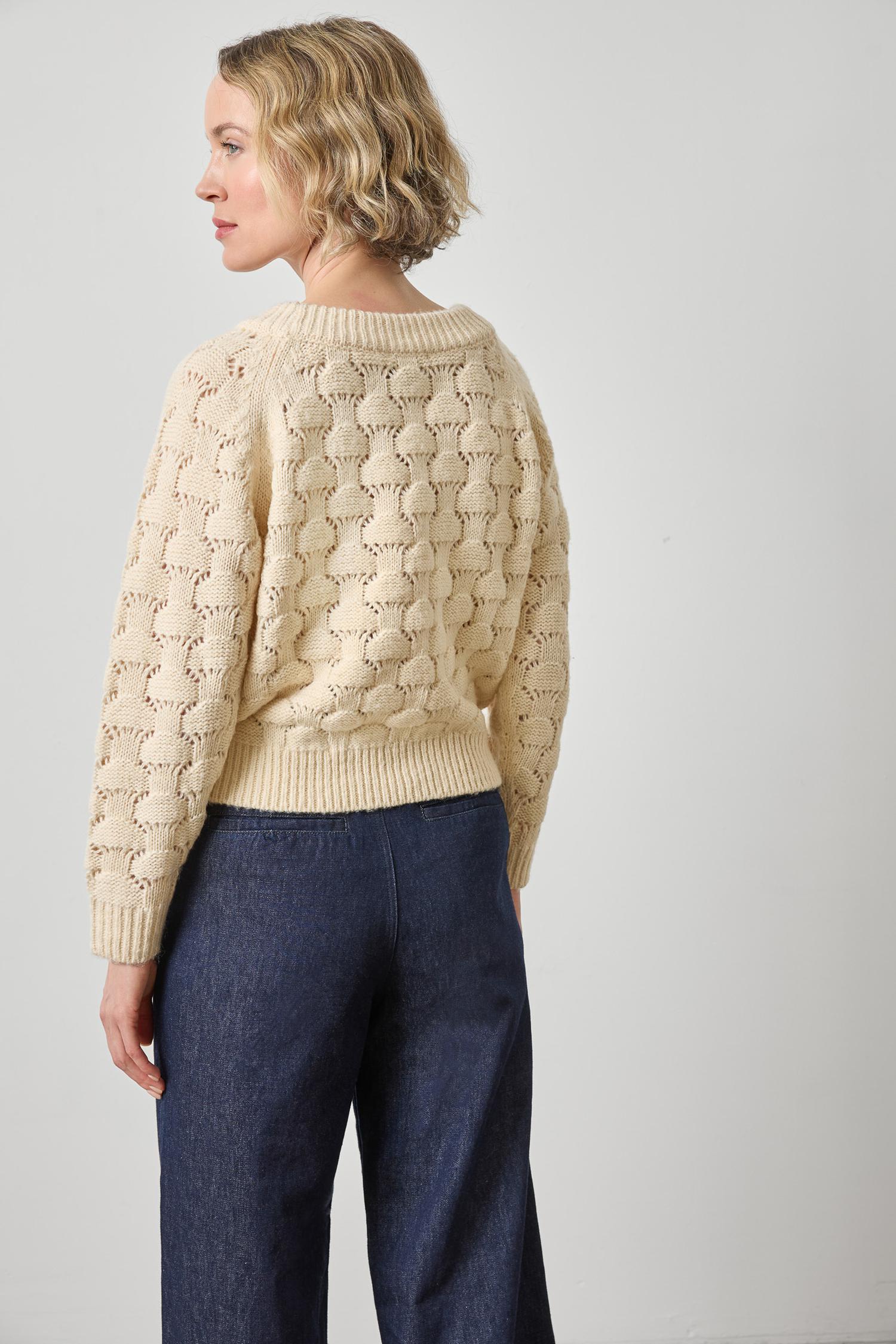Long Sleeve Ballet Neck Sweater Womens Sweater Winter White A2