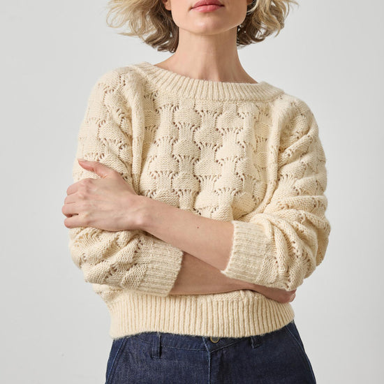 Long Sleeve Ballet Neck Sweater Womens Sweater Winter White A3