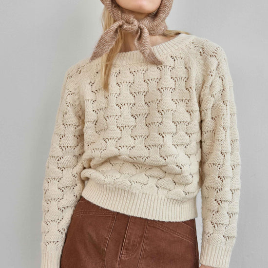 Long Sleeve Ballet Neck Sweater Womens Sweater Winter White C1