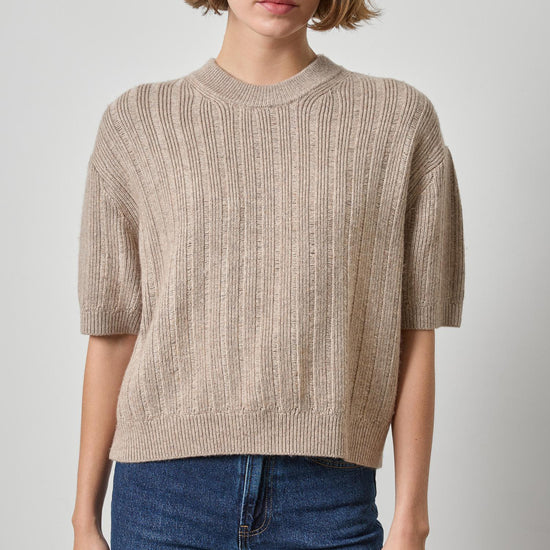 Textured Easy Crewneck Sweater Womens Sweater Birch A1