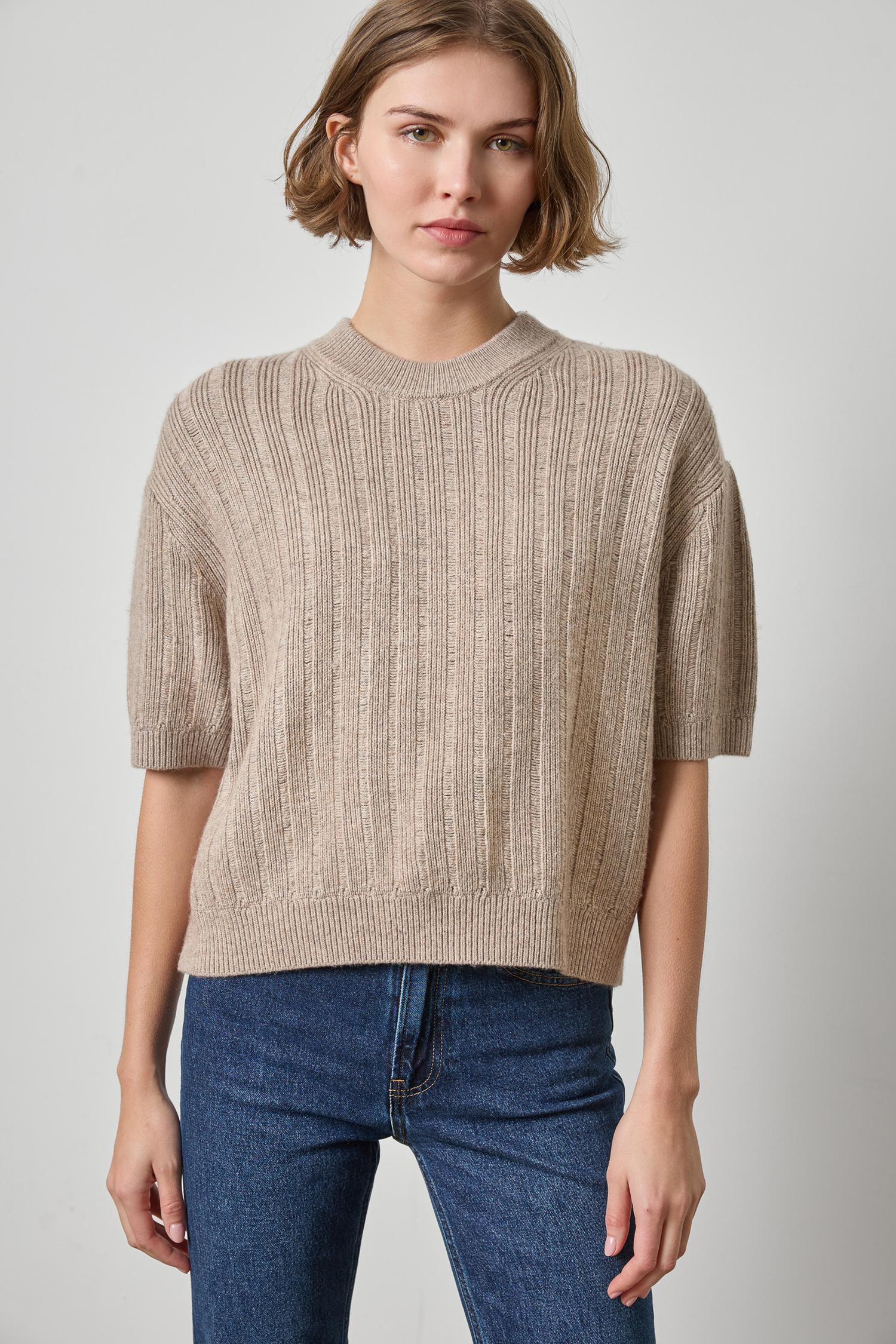 Textured Easy Crewneck Sweater Womens Sweater Birch A1