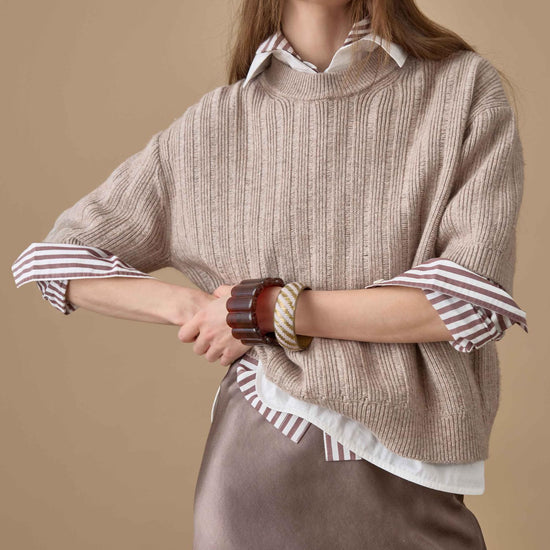 Textured Easy Crewneck Sweater Womens Sweater Birch C1