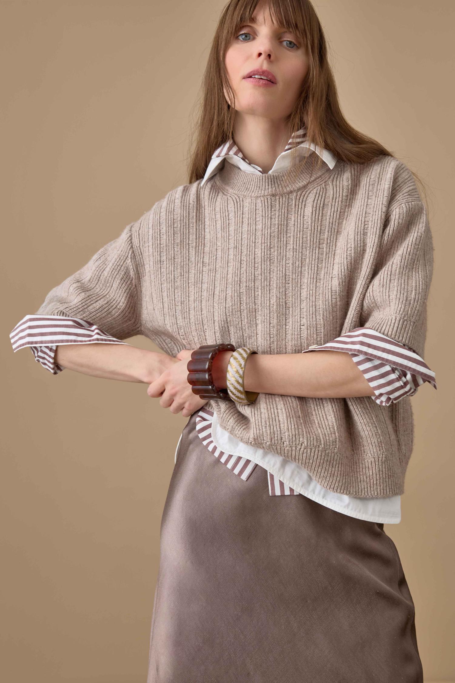 Textured Easy Crewneck Sweater Womens Sweater Birch C1