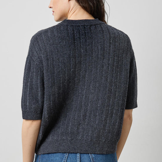 Textured Easy Crewneck Sweater Womens Sweater Charcoal A2