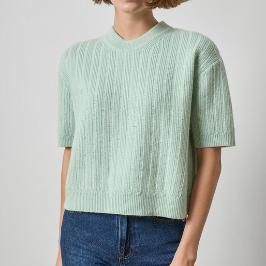 Textured Easy Crewneck Sweater Womens Sweater Winter Mint A1