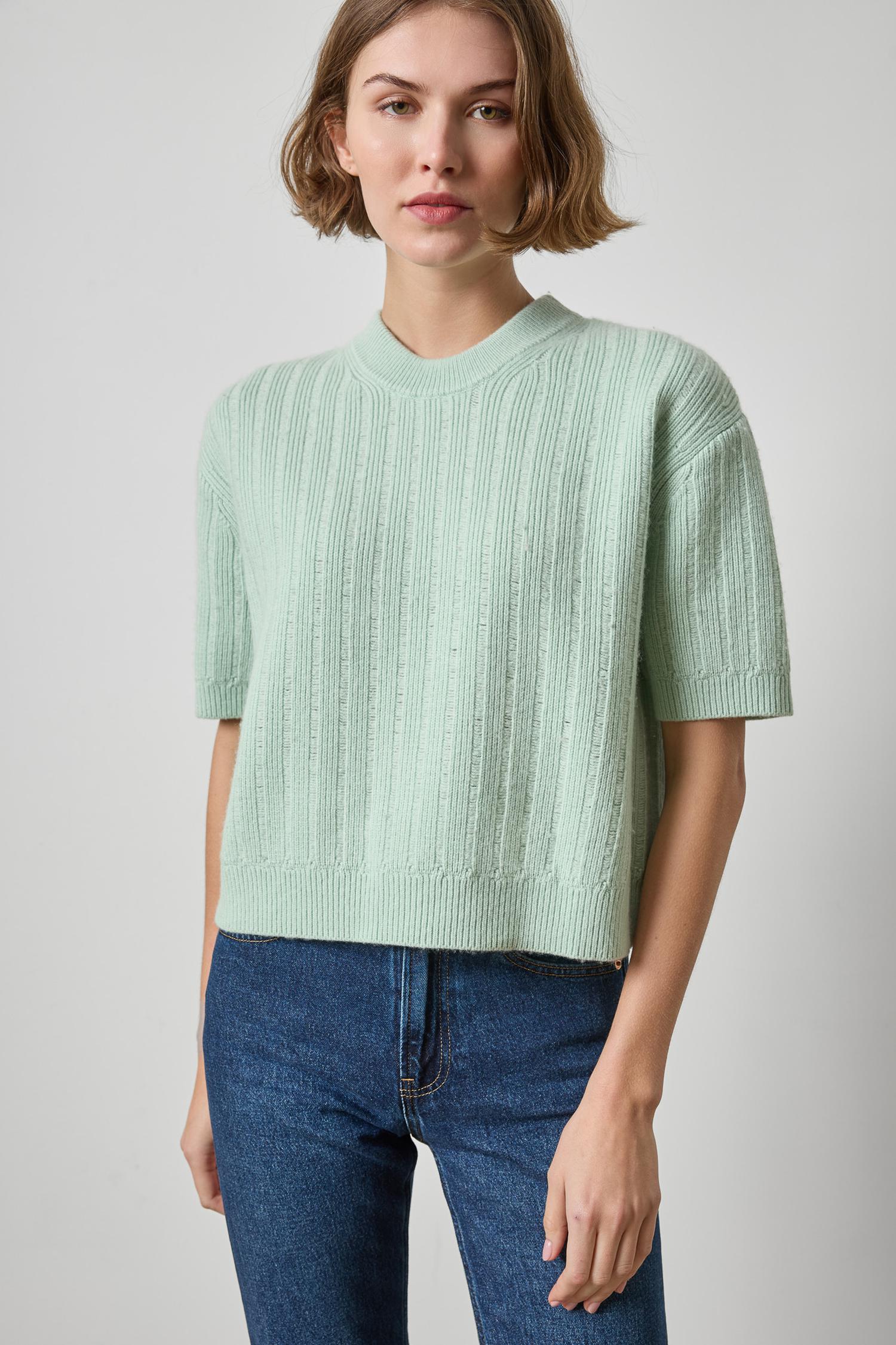 Textured Easy Crewneck Sweater Womens Sweater Winter Mint A1