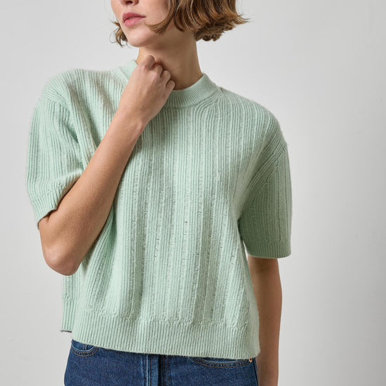 Textured Easy Crewneck Sweater Womens Sweater Winter Mint A3