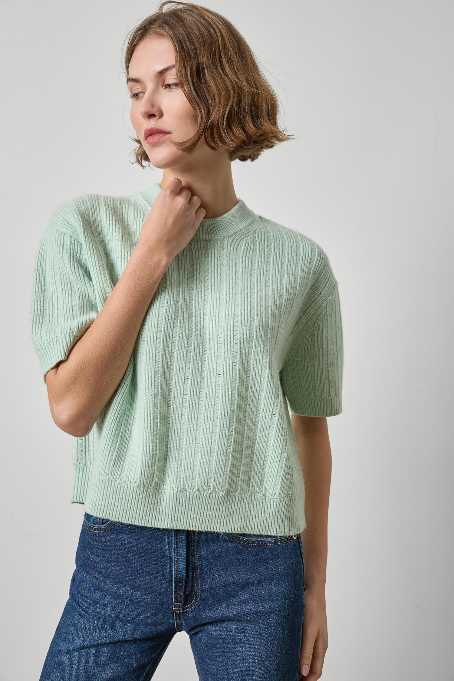 Textured Easy Crewneck Sweater Womens Sweater Winter Mint A3