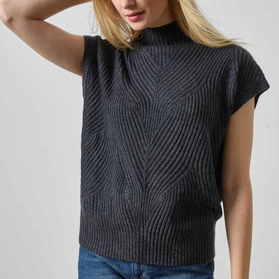 Cable Wedge Sweater Womens Sweater Charcoal A1