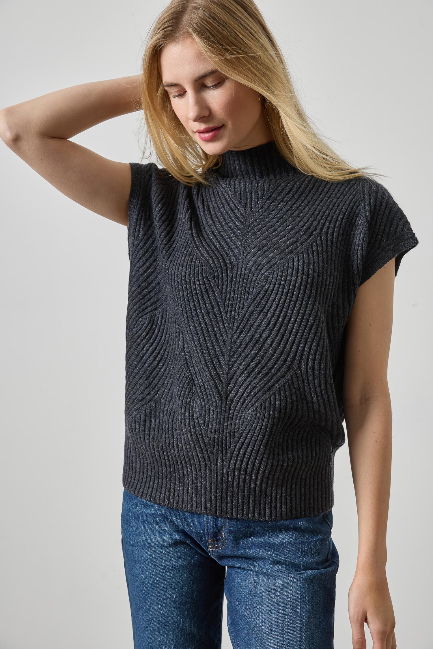 Cable Wedge Sweater Womens Sweater Charcoal A1