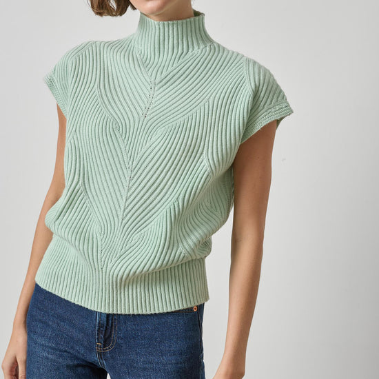Cable Wedge Sweater Womens Sweater Winter Mint A1