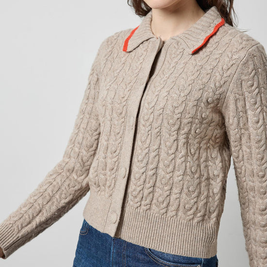 Long Sleeve Polo Cardigan Womens Sweater Birch A1