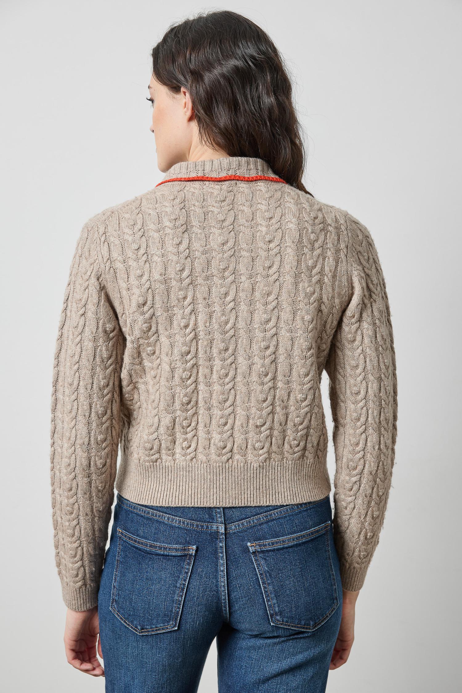 Long Sleeve Polo Cardigan Womens Sweater Birch A2