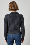 Long Sleeve Polo Cardigan Womens Sweater Charcoal A2