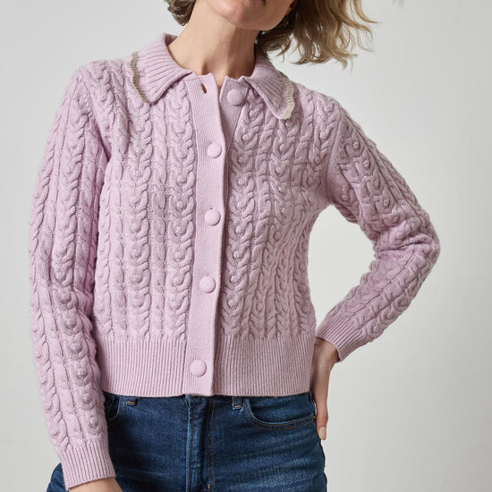 Long Sleeve Polo Cardigan Womens Sweater Sugarplum A1