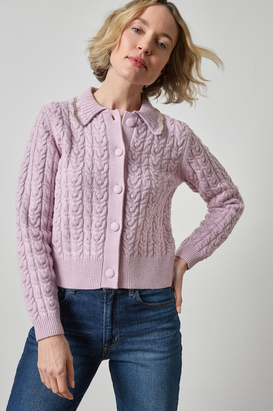 Long Sleeve Polo Cardigan Womens Sweater Sugarplum A1