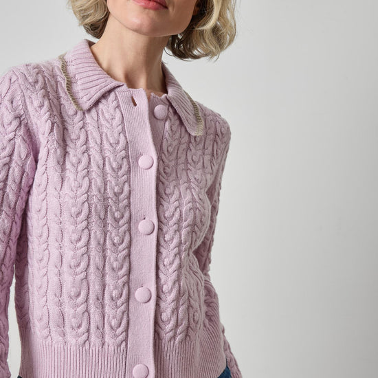 Long Sleeve Polo Cardigan Womens Sweater Sugarplum A3