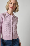 Long Sleeve Polo Cardigan Womens Sweater Sugarplum A3