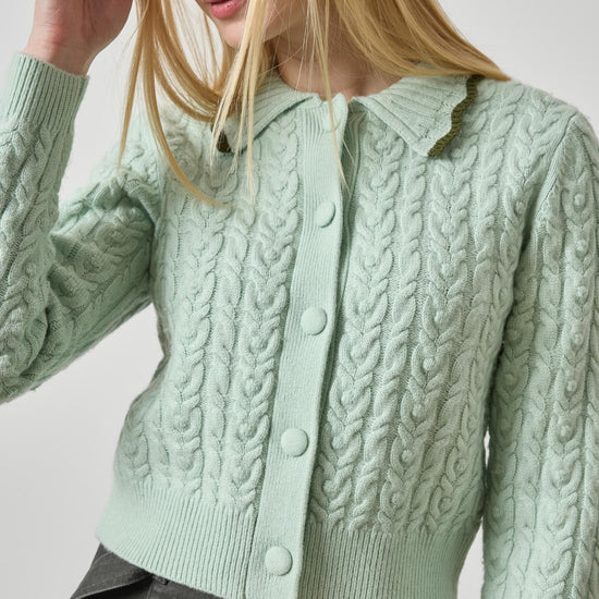 Long Sleeve Polo Cardigan Womens Sweater Winter Mint A1