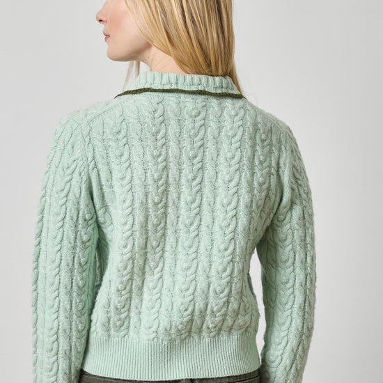 Long Sleeve Polo Cardigan Womens Sweater Winter Mint A2