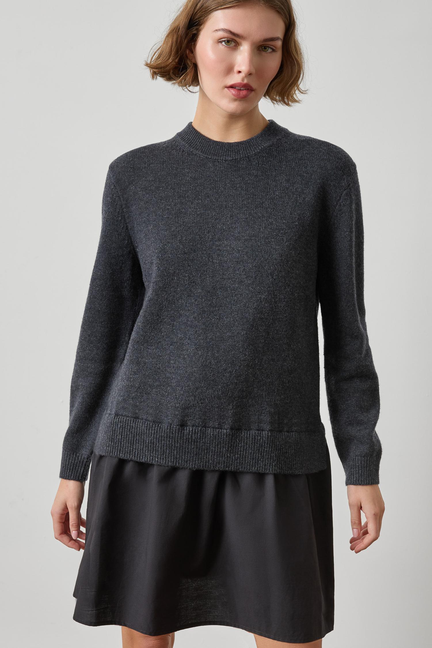 Short Combo Sweater Dress in color Charcoal Image A3
