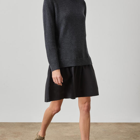 Short Combo Sweater Dress in color Charcoal Image A4